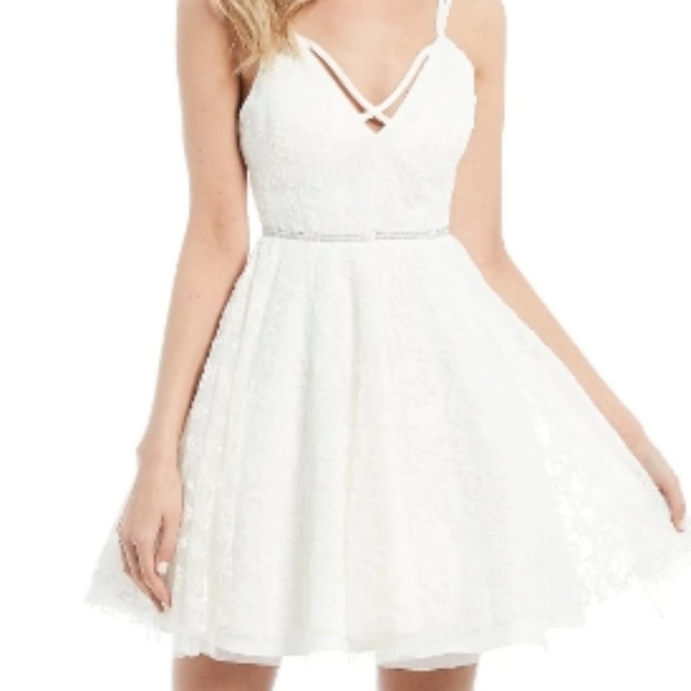 Sale🔥🔥🔥Embellished Mesh White Dress